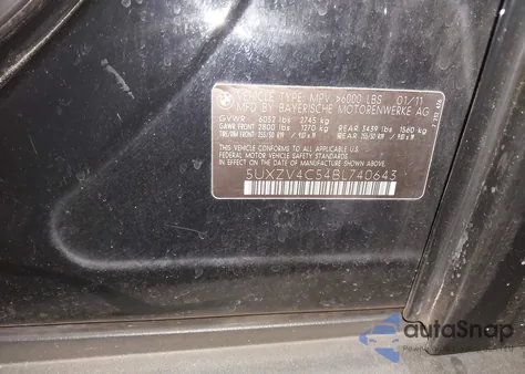 2011 BMW X5 xDrive35I/xDrive35I Premium/xDrive35I Sport Activity z USA, uszkodzony, nr VIN 5UXZV4C54BL740643